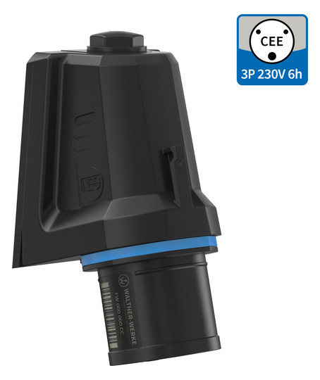 CEE-Aufbaugerätestecker 3p 16A 16A IP54 230V/bl 6h schraubl.Kl abgew Kst