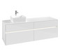 V&B Waschtischunterschrank Collaro 160x54,8x50cm, Waschtisch links, LED-Beleuchtung 12W, glossy white