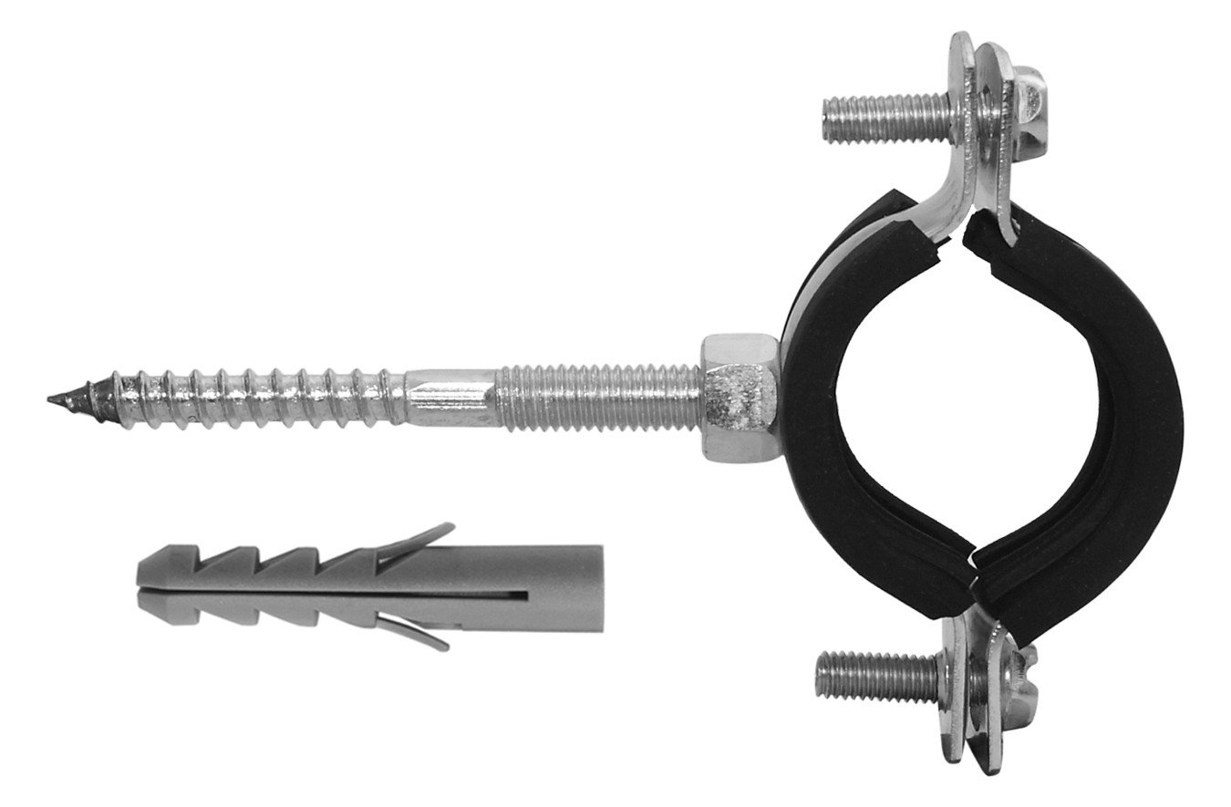 ASW Schraubrohrschelle Spannbereich 15-19 mm M 8, mit Schallschutzeinlage