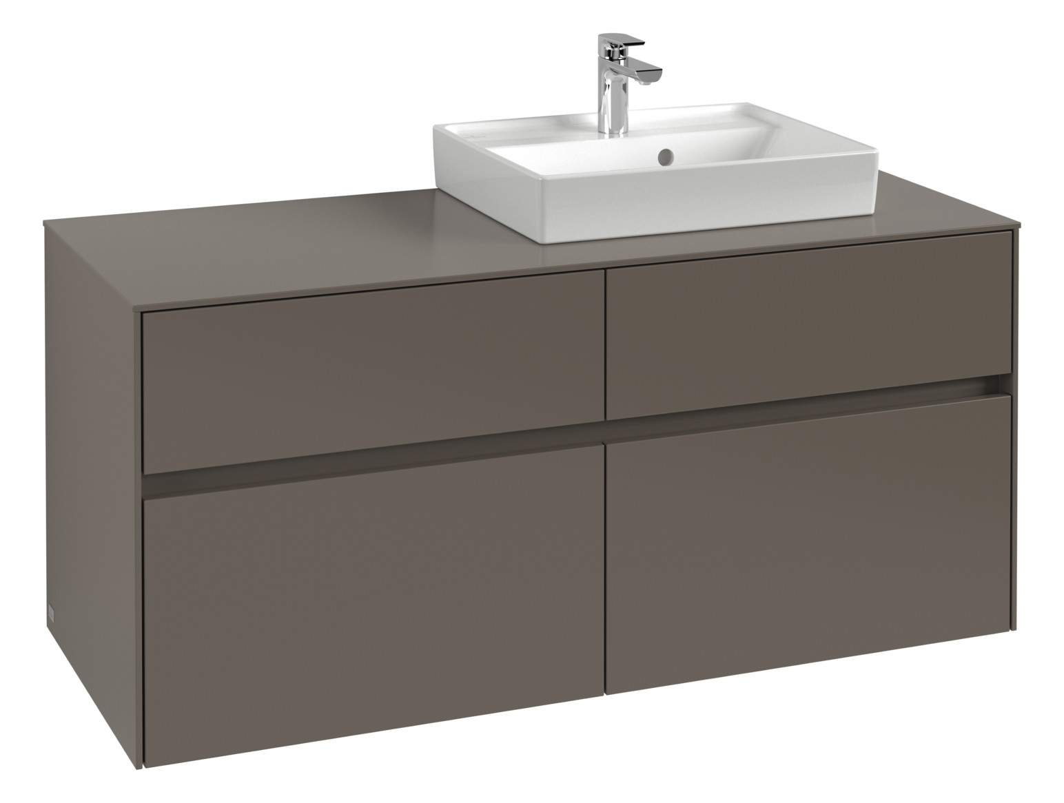 V&B Waschtischunterschrank Collaro 120x54,8x50cm, Waschtisch rechts, LED-Beleuchtung 8,8 W, white wood