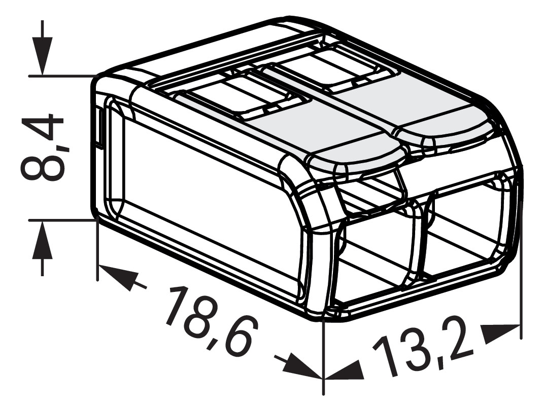 Steckklemme 2f 450V 32A Serie 221 0,14-4qmm m.BetätiHebel f.Massivleiter