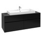 V&B Waschtischunterschrank Collaro 140x54,8x50cm, Waschtisch mittig, black matt laquer