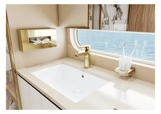 hansgrohe Zahnbecher AddStoris mit Glas, Wandmontage, Metall, polished gold optic