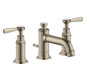 hansgrohe 3-Loch-Waschtischarmatur 30 Axor Montreux Ausladung 143mm, mit Hebelgriffe, Zugstangen-Ablaufgarnitur, brushed nickel