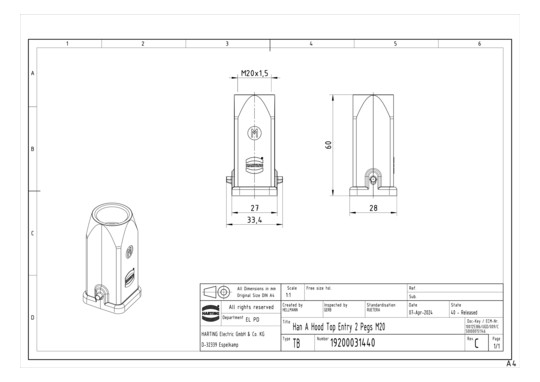 HART Tüllengehäuse M20       19200031440 