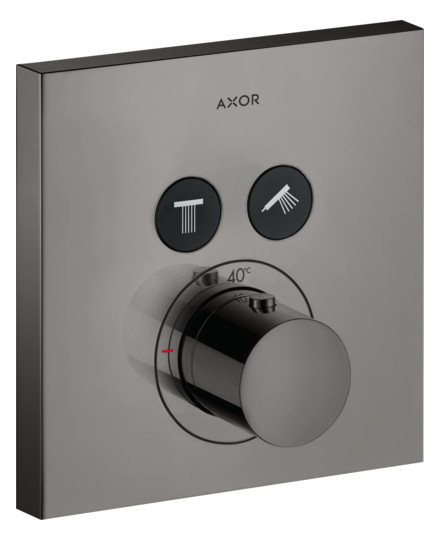hansgrohe Fertigmontageset ShowerSelect UP-Thermostat, 2 Verbraucher, eckig, polished black chrome