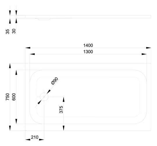 Duschwanne BetteUltra 5814 140x75x3,5cm, Glasur, coffee