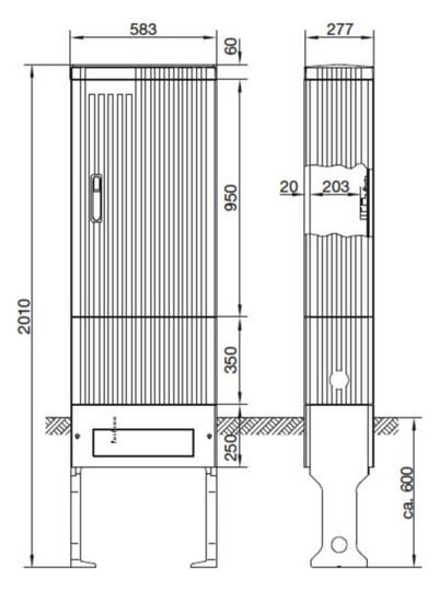 Standgehäuse GFK IP44 B583xH2010xT277mm ET277mm geschl