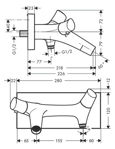 hansgrohe Wannenthermostat Axor Starck Organic AP, Ausladung 218mm, polished black chrome hansgrohe Wannenthermostat Axor Starck Organic AP, Ausladung 218mm, polished black chrome