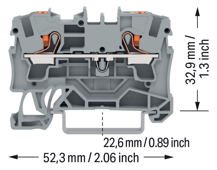 Reihenklemme 0,5-6qmm 1Etage 2kl gr 32A TS35 Hutschiene TH35