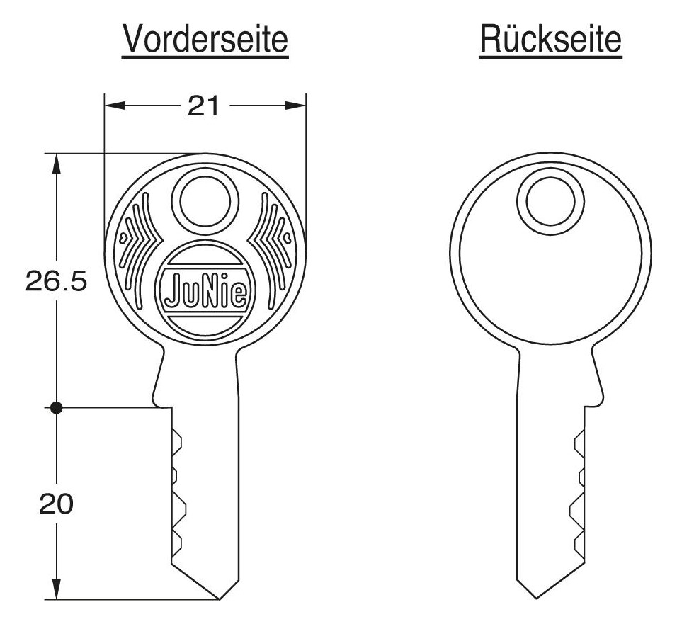 Bild Schlüsselrohling Junie Normalprofil 20 mm-1