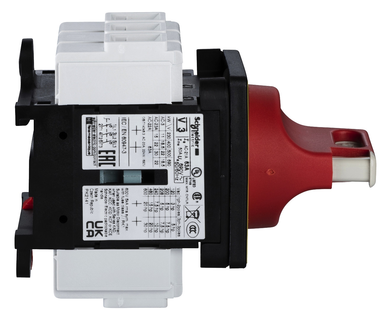 Hauptschalter 63A 3p IP65 Einb NOT-AUS Festeinbau 18,5kW/AC