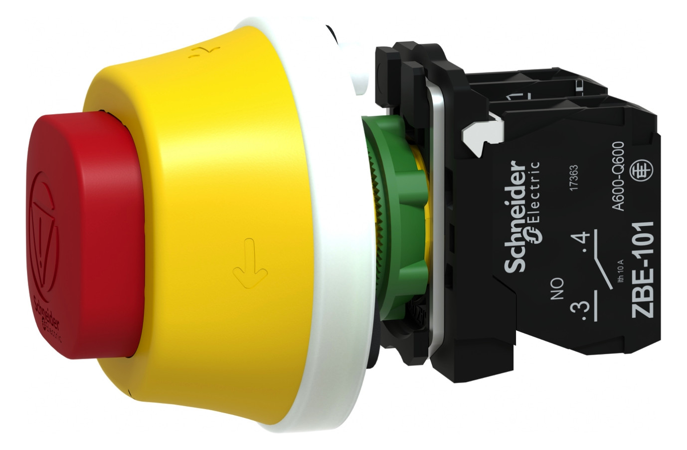 Not-Aus Taster EB IP66 Dreh 1S 1Ö m.Bel Ø22mm Einb Schraub