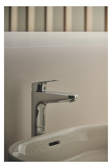 Ideal-Standard Waschtisch-Einhebelmischer CeraFlex chrom, verlängerter Sockel, mit Ablaufgarnitur, Ausladung 140mm