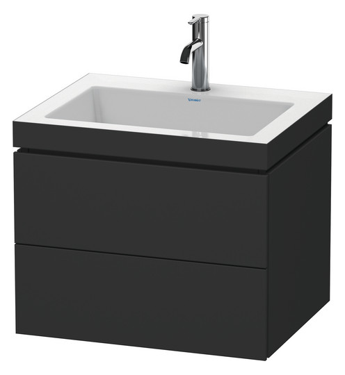Duravit Waschtisch-Unterschrank c-bonded L-Cube 60 x 48 cm, ohne Hahnloch, graphit matt, 2 Schubkästen, wandhängend