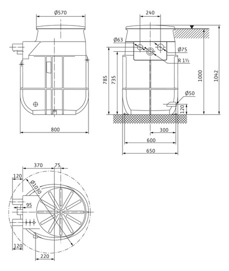 Wilo Schachtpumpstation DrainLift WS 40 E/MTS, 255 l, mit Behälter