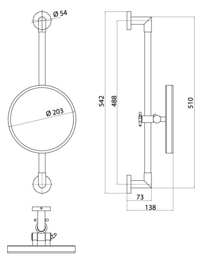 EMCO LED-Rasier-/Kosmetikspiegel Pure Ø 203 mm, rund, Vergrößerung 3-fach, mit Kippschalter, chrom