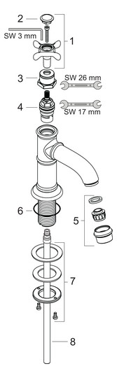 hansgrohe Standventil 50 Axor Montreux Ausladung 104mm, mit Kreuzgriff, ohne Ablaufgarnitur, chrom