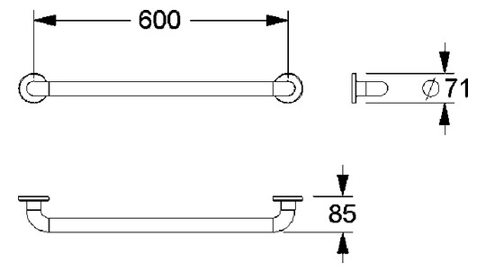 Normbau Haltegriff Nylon Care 600 mm, weiß