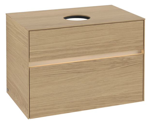 V&B Waschtischunterschrank Collaro 80x54,8x50cm, Waschtisch mittig, LED-Beleuchtung 5,7 W, nordic oak