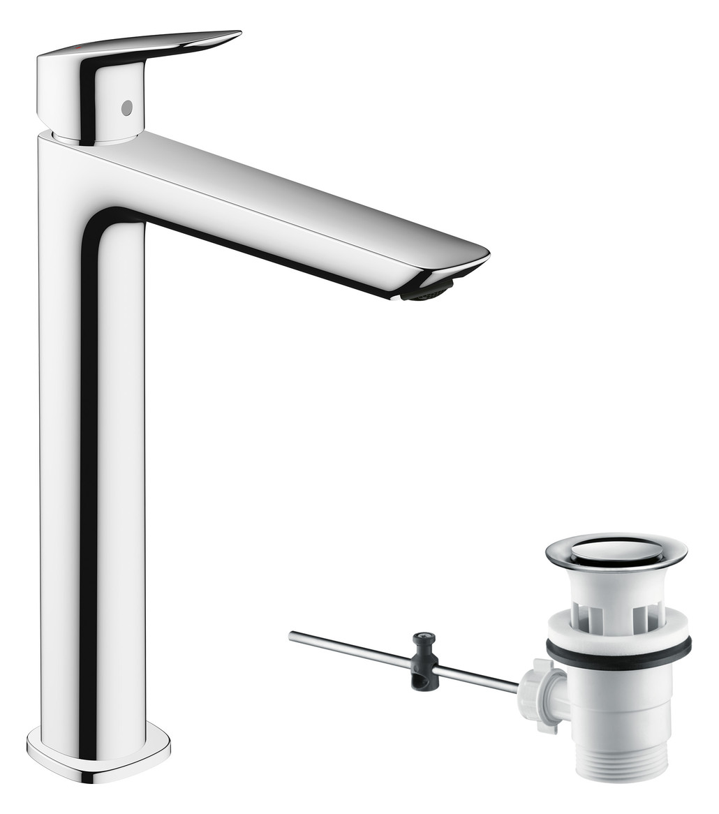 hansgrohe Waschtisch-Einhebelmischer 240 Fine Logis mit Zugstangen-Ablaufgarnitur, chrom