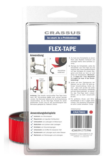 Crassus Flex-Tape 25mmx3,5 mx0,7mm, selbstverschweißend, rot