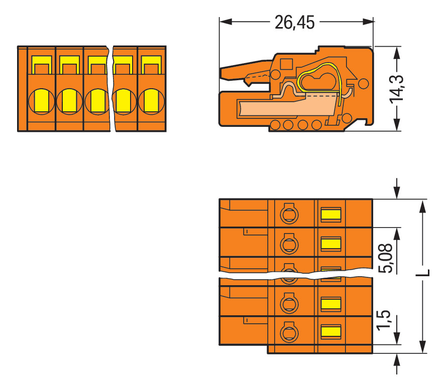 Verbindungsklemme 21p or Serie 231 16A 0,08-2,5qmm Thermopl 5,08mm Federzugans