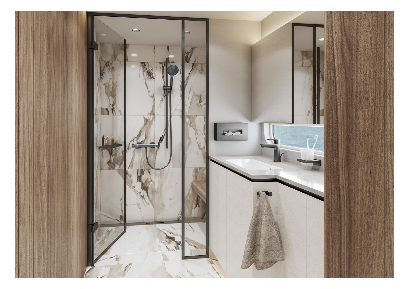 hansgrohe Kosmetiktuchbox AddStoris 265x145mm, Wandmontage, brushed black chrome