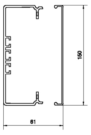 Leitungsführungskanal Kst 61x150x2000mm lgr unbeh LF-K 6450qmm RAL7035