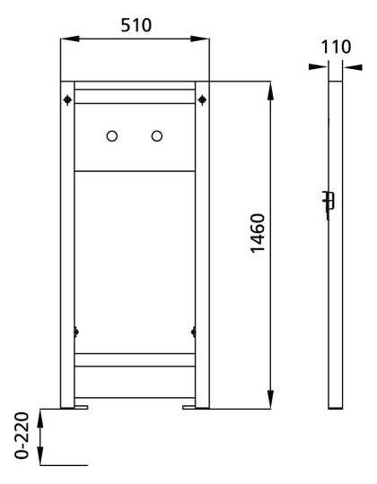 Burda Dusch-Element BS+ Bauhöhe 146 cm, für Aufputzarmaturen, Ablauf DN 40