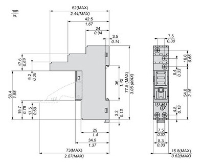 Relaissockel Schraub TS35 5Pins 15,8x77x62mm Hutschiene TH35