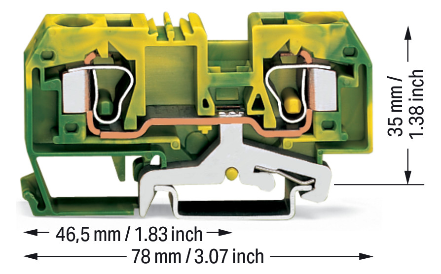 Schutzleiter-Reihenklemme Serie 284 0,2-10qmm gn/ge 1Etage APL_erf.