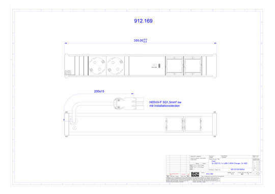 Bachmann CONI 2xCEE7/3 1xUSB C   912.169 