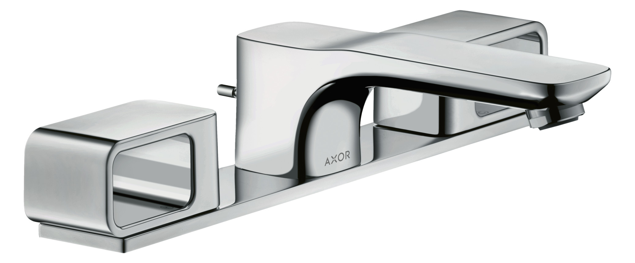 hansgrohe 3-Loch-Waschtischarmatur 50 Axor Urquiola Ausladung 180mm, mit Zugstangen-Ablaufgarnitur, Platte, chrom