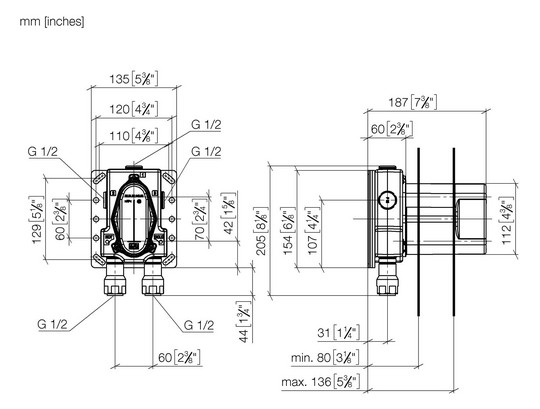 Dornbracht UP-Grundkörper für UP-Thermostat, G 1/2