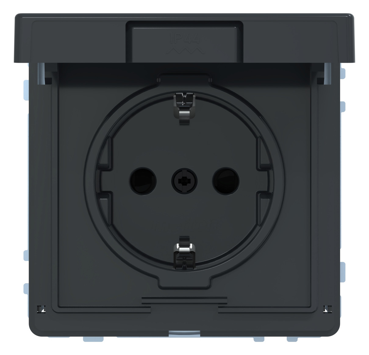 Steckdose 1f anth glz AQUADESIGN UP m.BS Mit erhöhtem Berührungsschutz Klappd