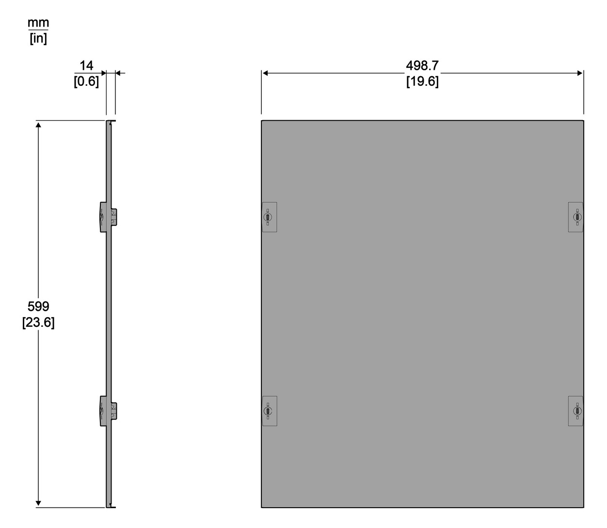 Schrank-Frontplatte 12HE B500xH600mm ST pulverbesch