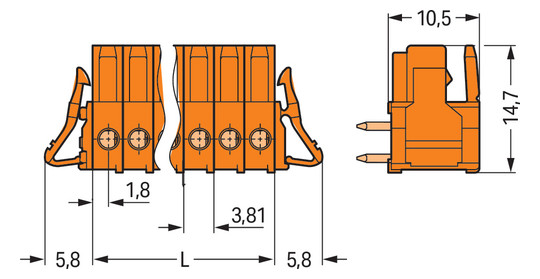 Platinenstecker Stift 10p Serie 734 or 1re 3,81mm Zinn Löt 1,5mm frei