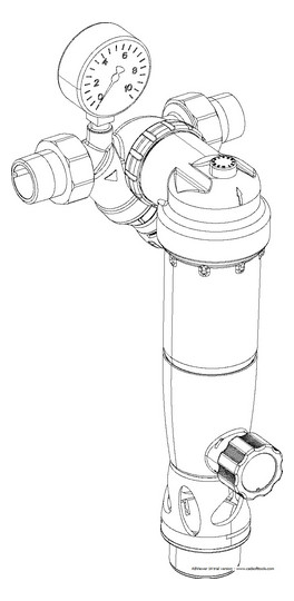 SYR Rückspülfilter DUO DFR 2314 DN 20, manuell, mit Druckminderer und Manometer