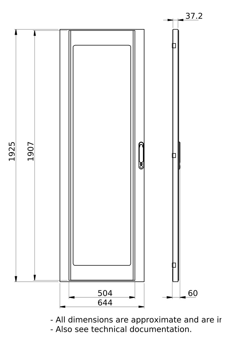 Sichttür IP55 Glas H2000xB650xT30mm