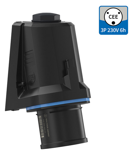 CEE-Aufbaugerätestecker 3p 32A 32A 200 - 250 V 200 - 250 V (50+60 Hz) blau 6h Kst
