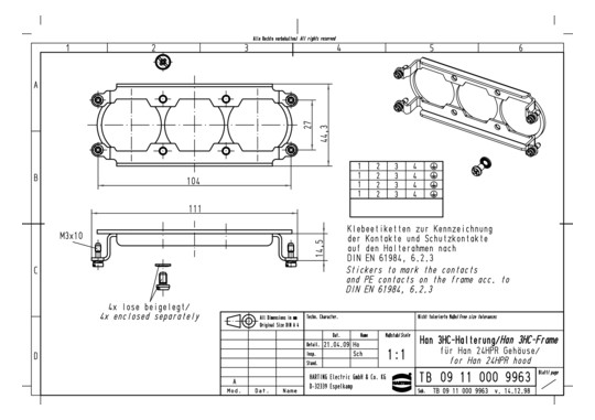 HART Han 3HC-Halterung       09110009963 