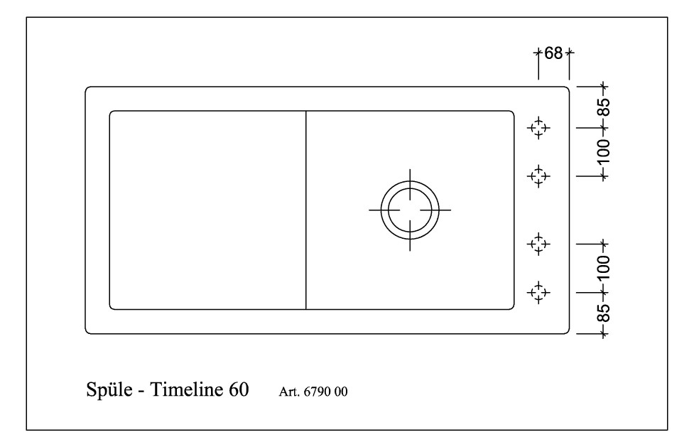 V&B Spüle Timeline 60 mit Ablaufgarnitur, mit Handbetätigung, timber CeramicPlus