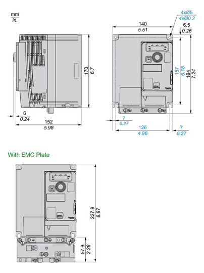 Frequenzumrichter lin=2,2 380-500V E3ph A3ph 599Hz 50/60Hz IP20 5%F 10%V
