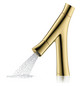 hansgrohe Waschtisch-Zweigriff-Armatur 80 Axor Starck Organic Ausladung 116mm, mit Zugstangen-Ablaufgarnitur, brushed gold optic