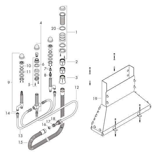 hansgrohe Grundkörper DN 15, für 4-Loch-Wannenrandarmatur