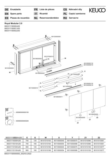 KEUCO Spiegelschrank Royal Modular 2.0 1500 x 700 x 120 mm, 1 Steckdose, 1 Doppel-USB-Ladestelle, Wandvorbau, 3 Türen, beleuchtet