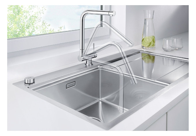 Blanco Spültisch-Einhebelmischer LARESSA-F HD, Hebel rechts, abklappbar, chrom