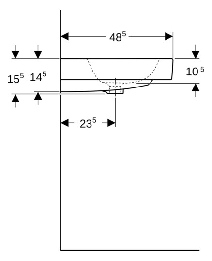 Geberit Waschtisch iCon 75 x 48,5 cm, weiß KeraTect, mit Hahnloch, mit Überlauf