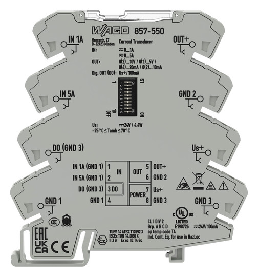 Strommessumformer 1-5A Serie 857 150Hz TS35 Hutschiene TH35